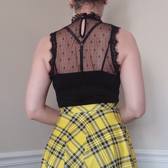 FOREVER 21--Sheer mock neck lace ruffle top - Picture 2 of 4